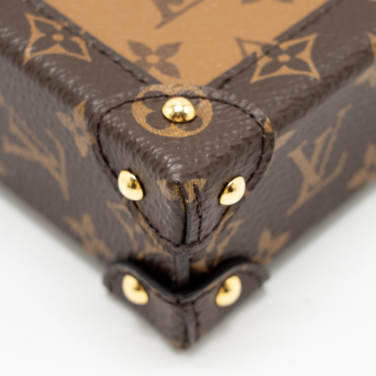 LOUIS VUITTON VERTICAL TRUNK POCHETTE WITH CHAIN MONOGRAM REVERSE CANVAS GHW