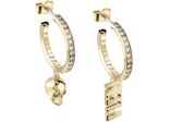Philipp Plein Lettering Crystal Hoop Earrings Gold